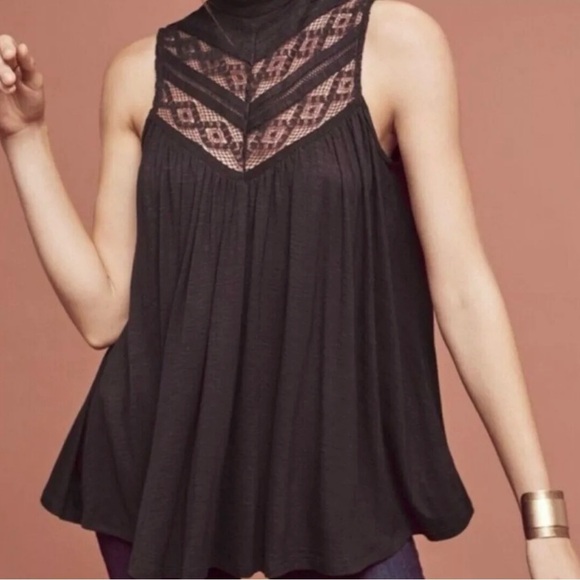 Anthropologie‎ Deletta Plum Purple Lace Detail Tank Top Blouse - Picture 7 of 10